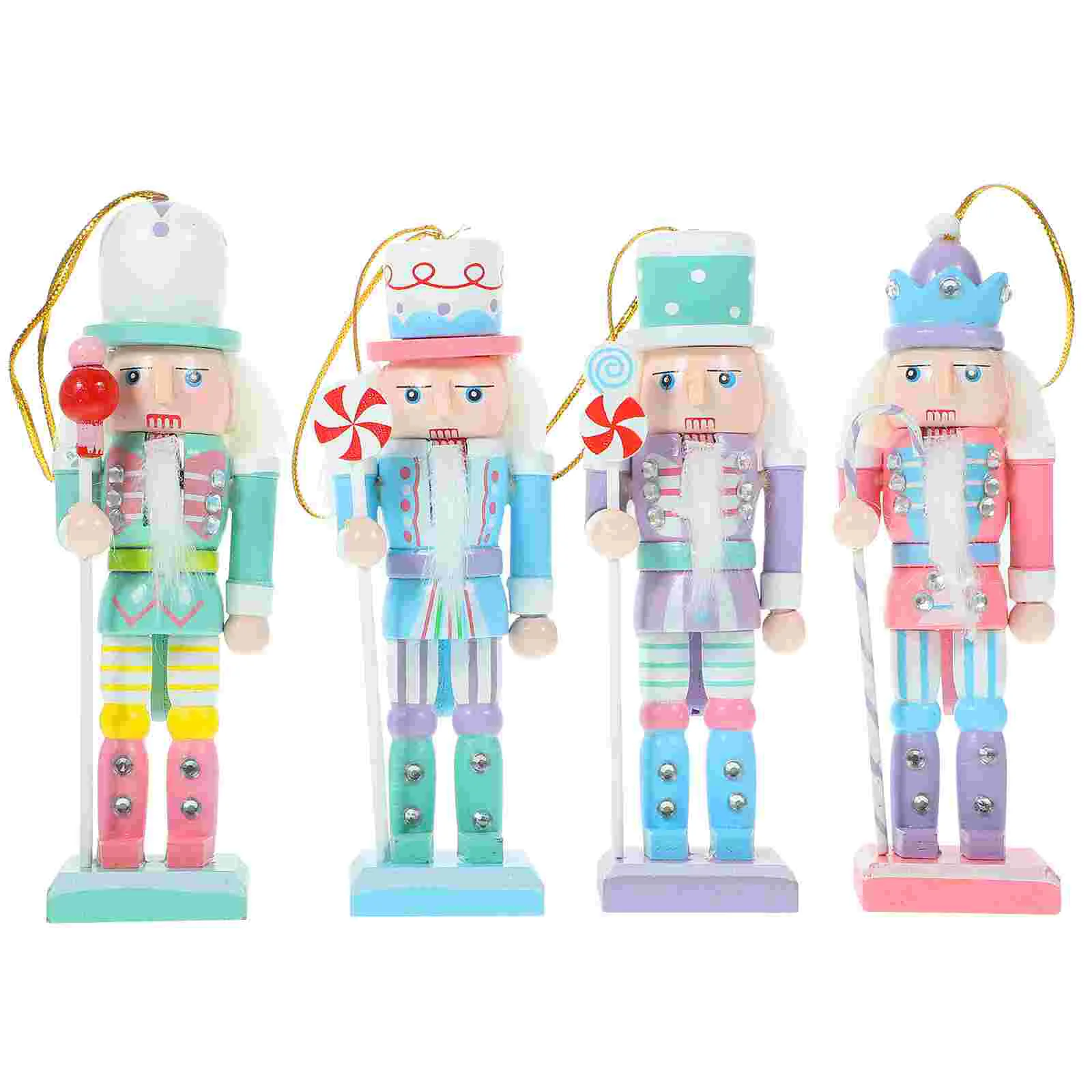 

4pcs Christmas Nutcracker Ornaments Wood Hanging Nutcrackers Small Nutcracker Decoration