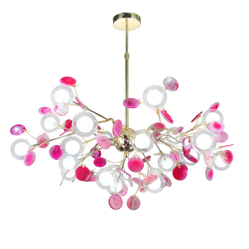 Цена Скандинавская светодиодная люстра в виде светлячков с пузырьковым шаром, креативный романтический светильник из натурального цветного Аг...