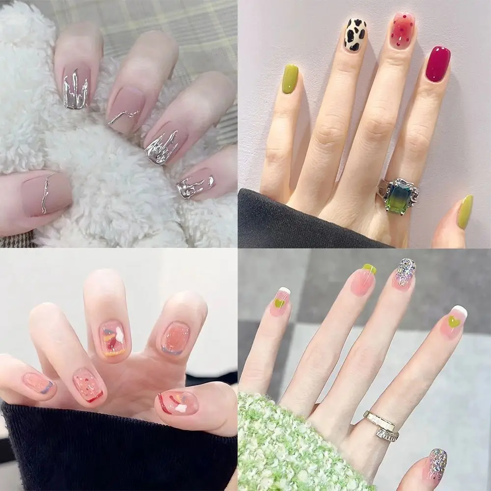 

Купите 4 и получите 1 бесплатно 24 шт./кор. съемные круглые квадратные накладные ногти с блестками накладные ногти с полным покрытием накладны...