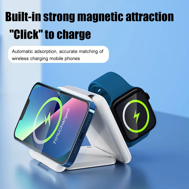 

Portable 15w Fast Charger Multifunction P14 Type-c Charging Foldable 3-in-1 Wireless Charger For Iphone 14/13