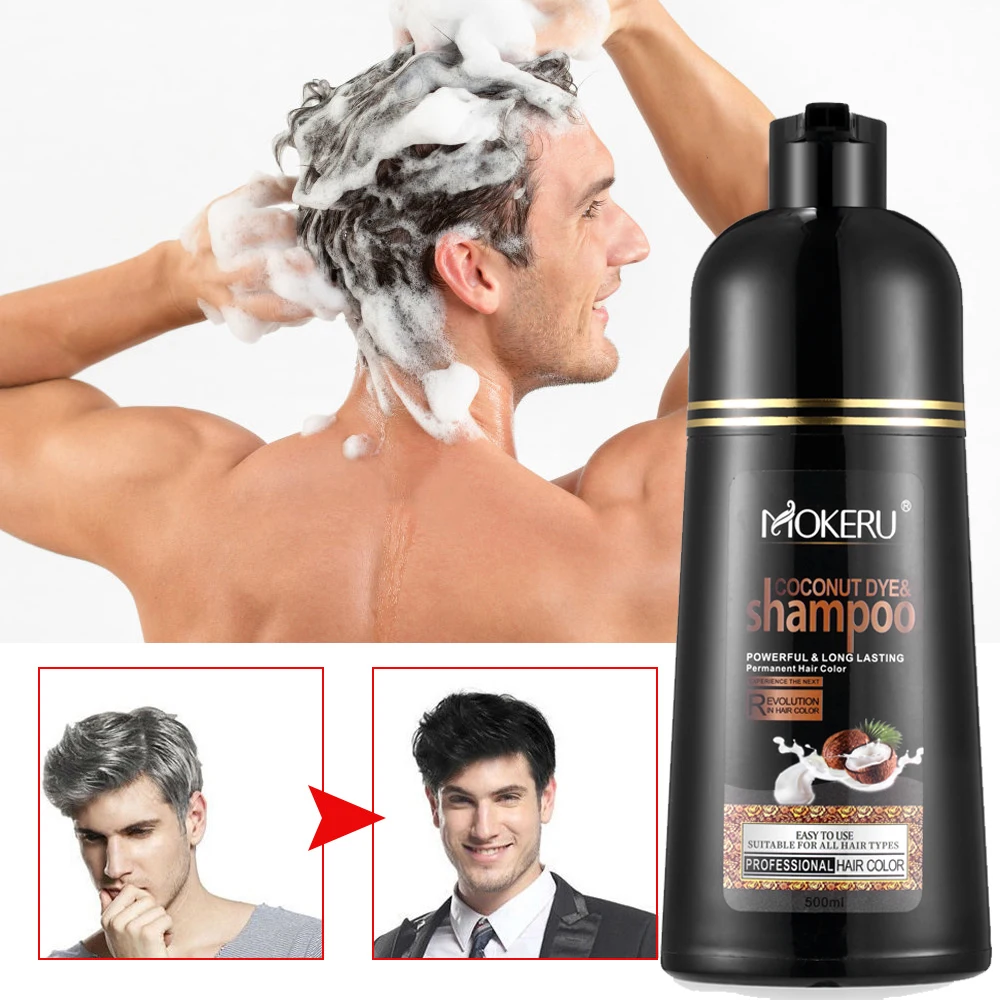 Shampoo 3 In 1 Long Lasting Permanent Black Hair Dye Shampoo For Women Men 100% Gray Coverage
