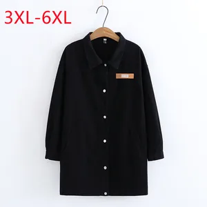 Осень - зима 2023 Женская блузка с длинными рукавами Черная куртка 3XL 4XL 5XL 6XL