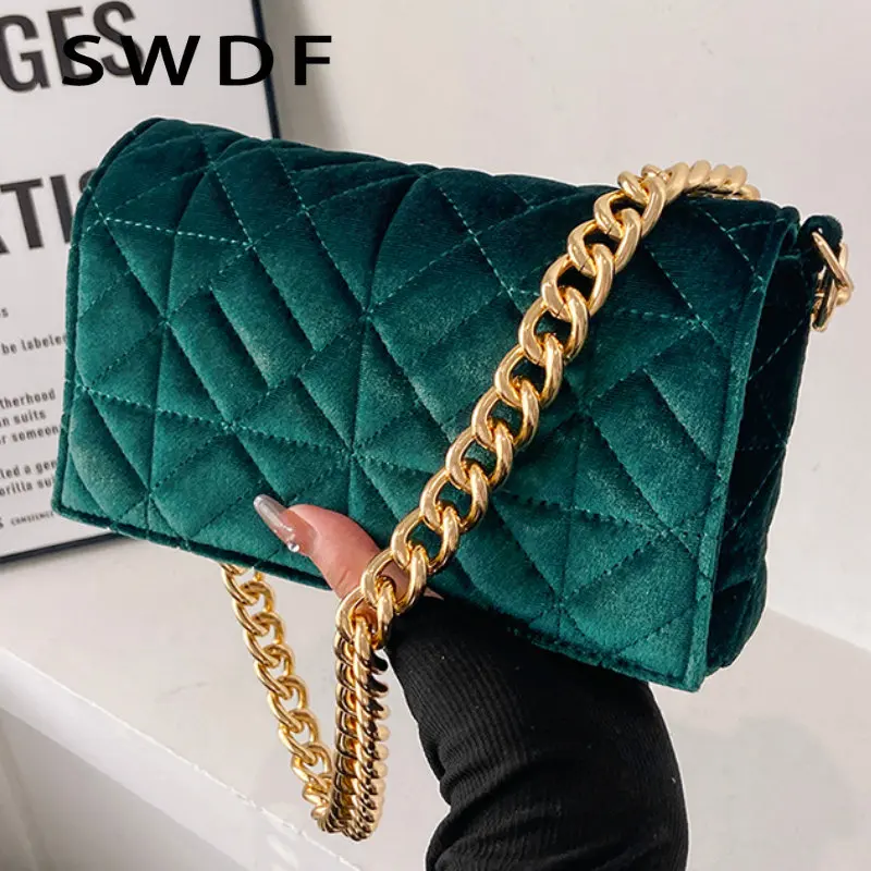 

SWDF Luxury Brand Designer Chain Handbag and Purses for Women Shoulder Bag 2023 Fashion Flap Ladies Crossbody Bag Bolsa Feminina