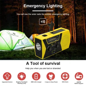 hand crank radio outdoor emergency solar rechargeable led flashlight rescue multifunctional phone charger free global shipping