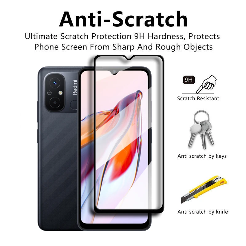 4in1 For Xiaomi Redmi 12C Glass Redmi 9 9A 9T 9C 10C 12C Tempered Glass 2.5D Full Cover Screen Protector For Redmi 12C Lens Film images - 3