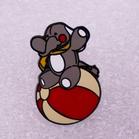 the cute baby elephant plays with a ball television brooches badge for bag lapel pin buckle jewelry gift for friends