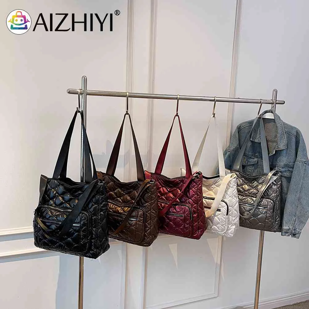 

Стеганая женская сумка через плечо, нейлоновые зимние водонепроницаемые Модные Повседневные мягкие теплые регулируемые дамские сумочки д...