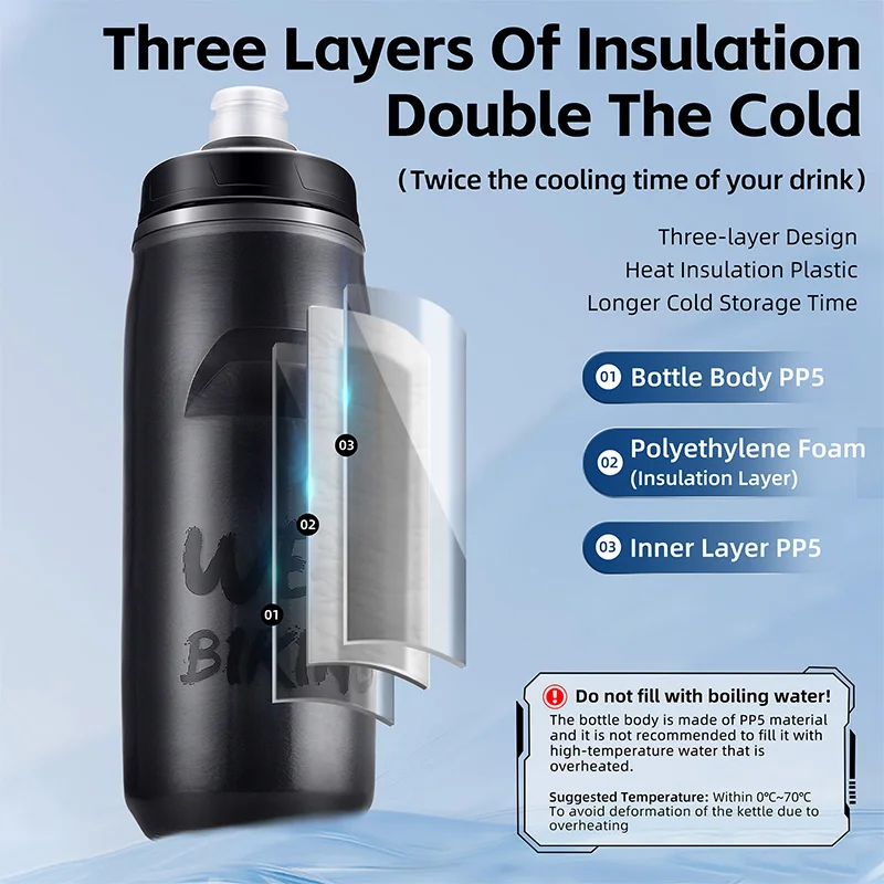 Велосипедная бутылка для воды WEST BIKING портативная сохранения тепла/холода спорт