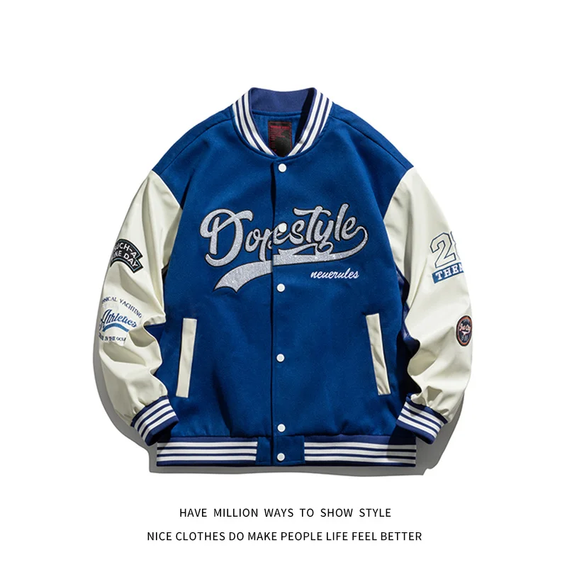 

Новинка 2022, весенне-осенняя Лоскутная куртка большого размера для женщин, куртка унисекс для стадиона, мужская бейсбольная куртка-бомбер, П...