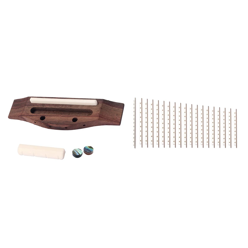 

4 String Guitar Ukulele Rosewood Bridge Set Saddle Nut With 19Pcs Classical Guitar Frets Wire Copper Fretwire Set