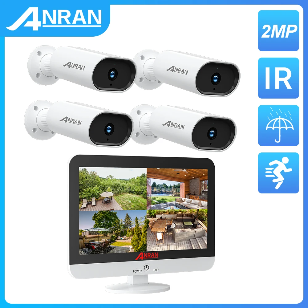 

Система видеонаблюдения ANRAN 2 Мп, аналоговая HD аудиокамера, 13 дюймов, AHD DVR, система видеонаблюдения, комплект уличной камеры ночного видения