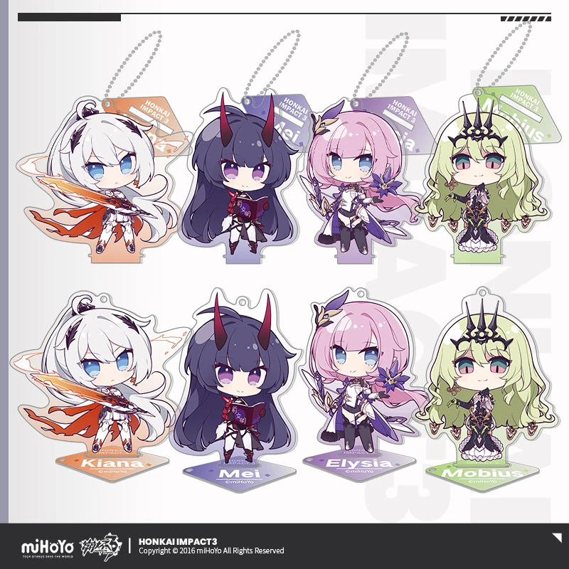 

Game Honkai Impact 3 Mobius Kiana Kaslana Elysia Raiden Mei Q Version Acrylic Stand Model Keychain Pendant Cosplay Keyring Gift