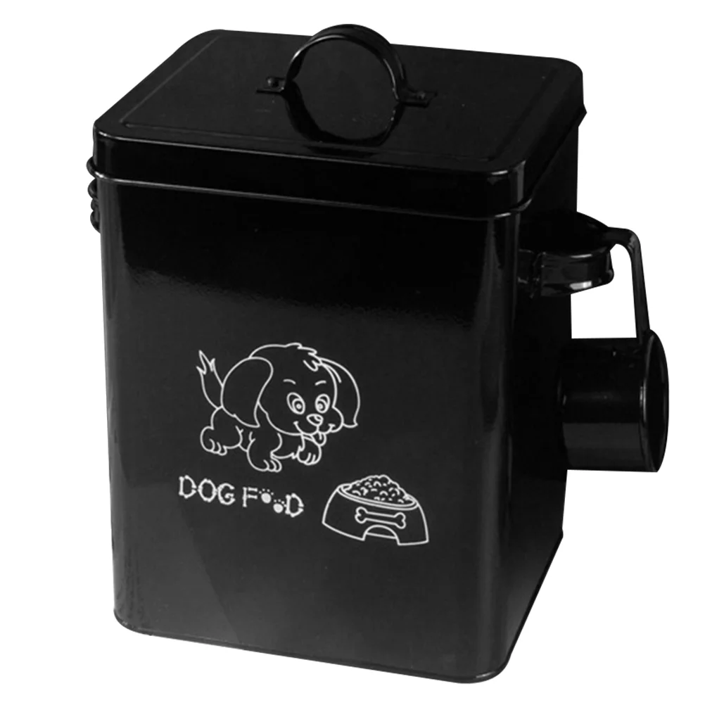 

Household Dog Food Bucket Pet Treats Container Covered Dog Treats Holder (Black)