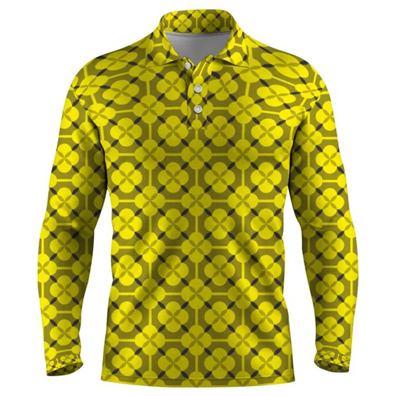 

Spring and Summer Men Fashion and Casual Long Sleeve Printed Polo Shirt