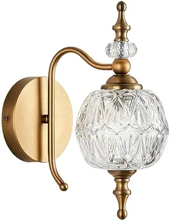 

Bathroom Sconces, 1-Light Light Fixtures with Crystal Glass Shade Retro Bathroom Vanity Light Fixtures for Bedroom Living Room