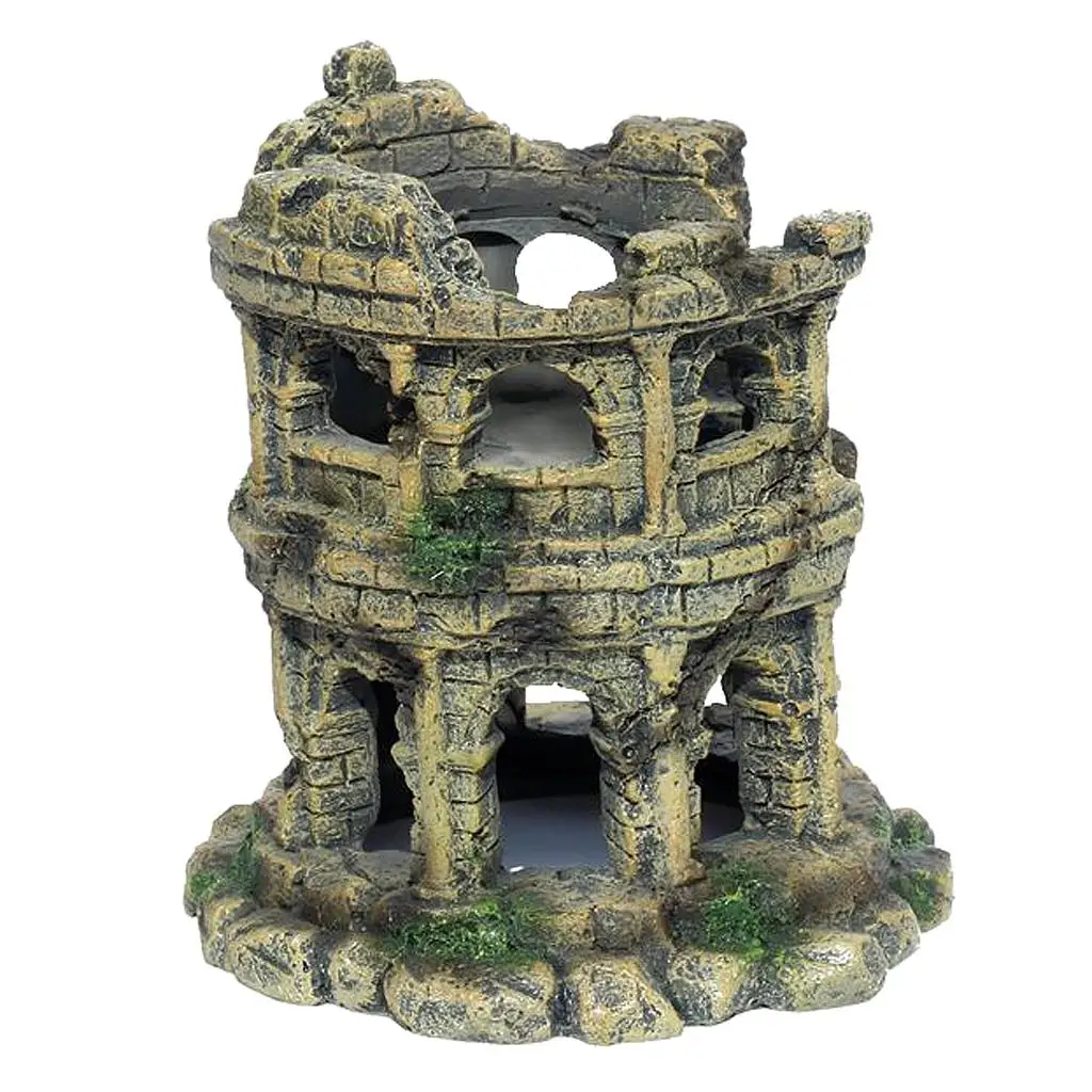 

Artificial Aquarium Fish Tank House Roman Coliseum Landscape