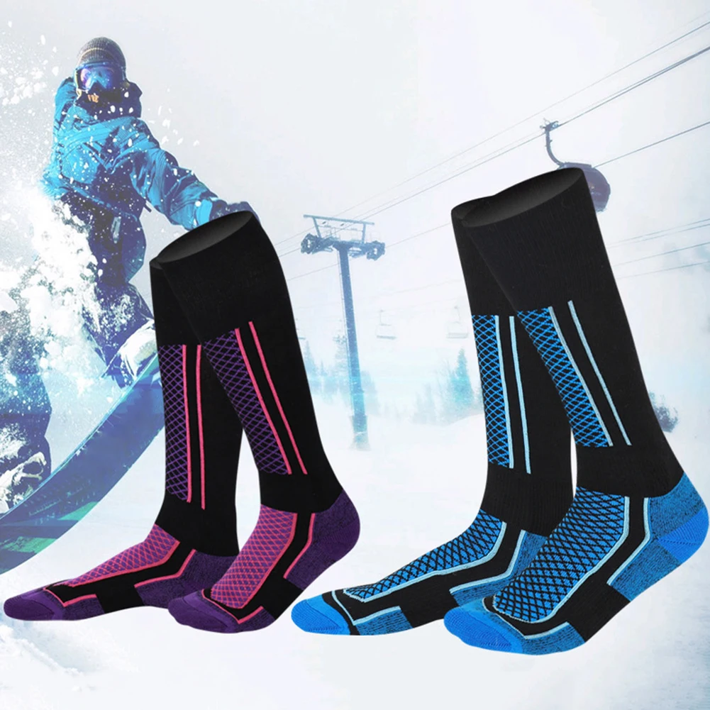 

Ski Socks Winter Men Women Cotton Thermal Children Sports Socks Snowboarding Cycling Adult Thicker Leg Warm Striped Socks
