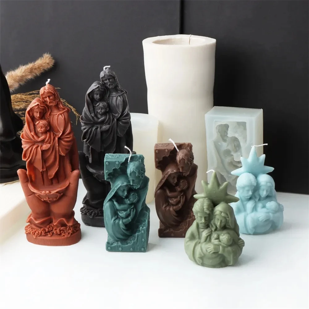 Силиконовые формы для свечей сделай сам с Иисусом и богородицей Набор творчества
