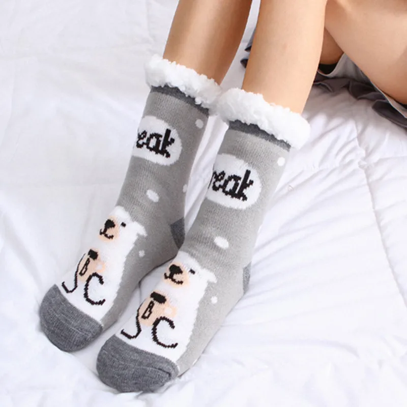 

Women Winter Christmas Socks Cotton Print Thicken Anti-slip Warm Fleece Socks Female harajuku Ladies Funny Socks streetwear 2021