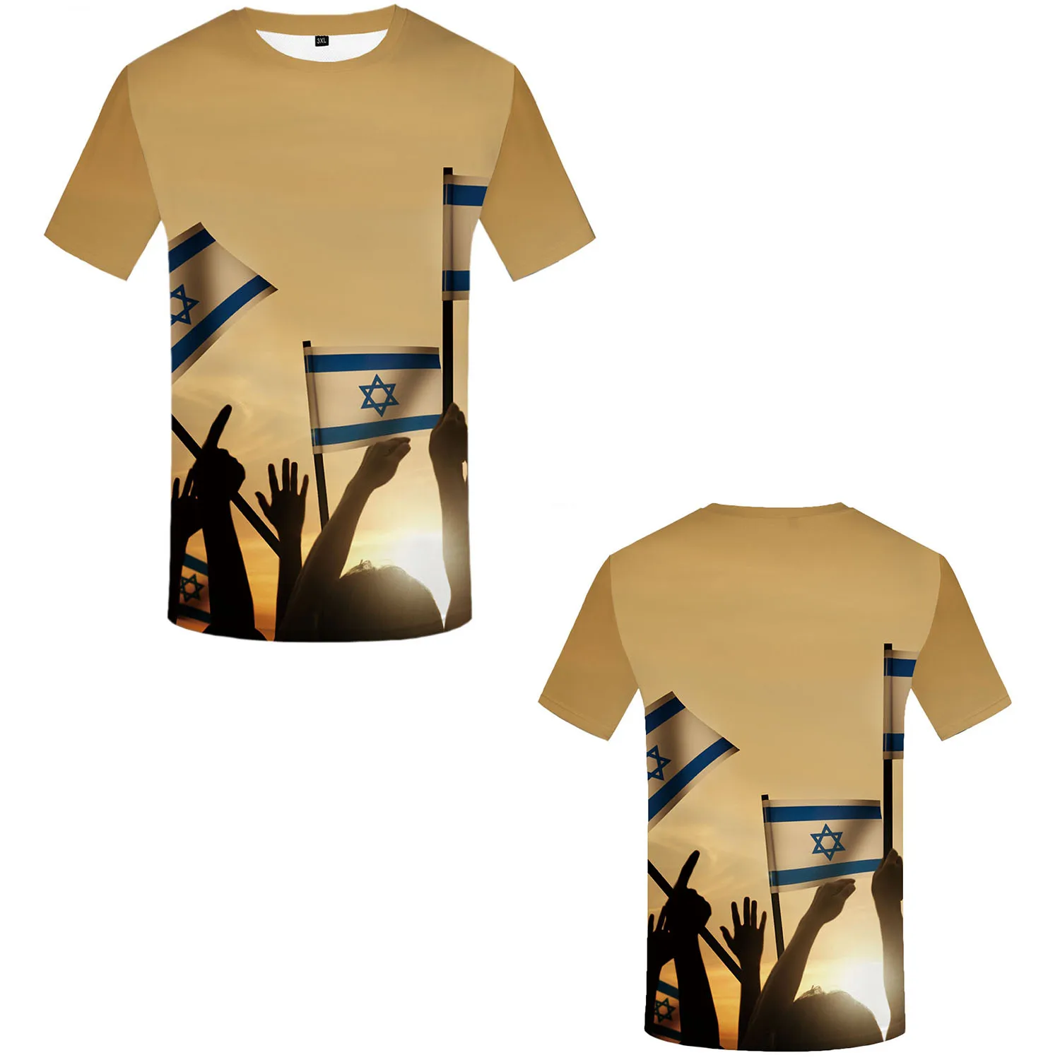 Футболка с принтом флага Израиля модная летняя свободная футболка коротким