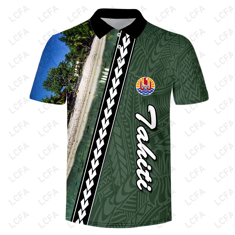 

Мужская рубашка-поло на пуговицах, с 3D-принтом