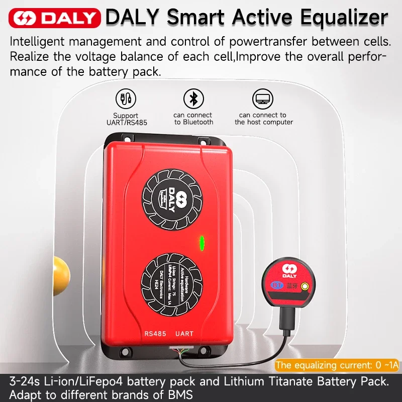 

Daly Smart BMS Active Balancer Equalizer 1A 4S 12V 3S 7S 8S 10S 12S 14S 16S 48V 20S Li-ion Lifepo4 Battery Board With BT