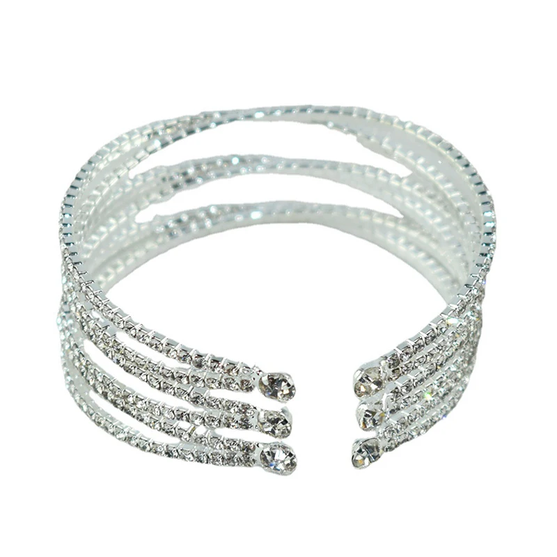 

European And American Fashion New Crystal Bracelet Diamond Cross Opening Bracelet Women's Simple Bracelet Accessories 1155