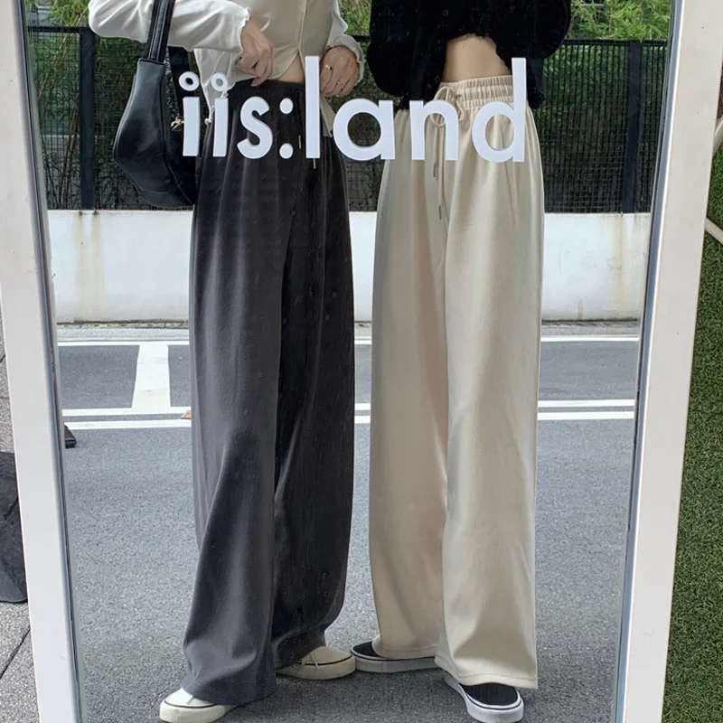 

White Grey Casual Wide Leg Pants Women's Wear 2022 Spring High Waist Loose Straight Casual Pants Floor Pants Sportswear Trousers