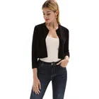 Болеро Grace Karin женское, с рукавом 34, укороченный, однотонный, тонкий, винтажный, элегантный трикотаж, вязаный жакет, кардиган, кофта