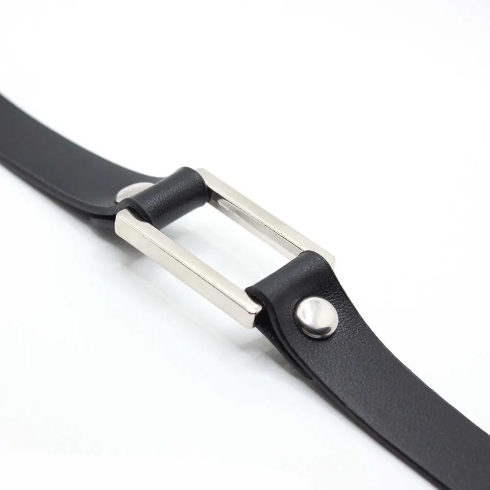 Женский черный браслет из искусственной кожи с пряжкой 2024