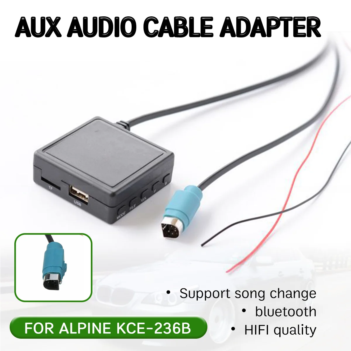 

bluetooth Aux Receiver Cable with USB,microphone Hands-free Aux Adapter For Alpine CD Host KCE-236B 9870/9872