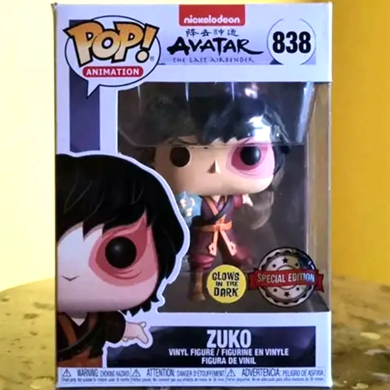 Фото Виниловая фигурка Funko Pop Avatar The Last Airbender Aang Azula Zuko, светящаяся в темноте, коллекционная модель, игрушка, подарок для фанатов №1