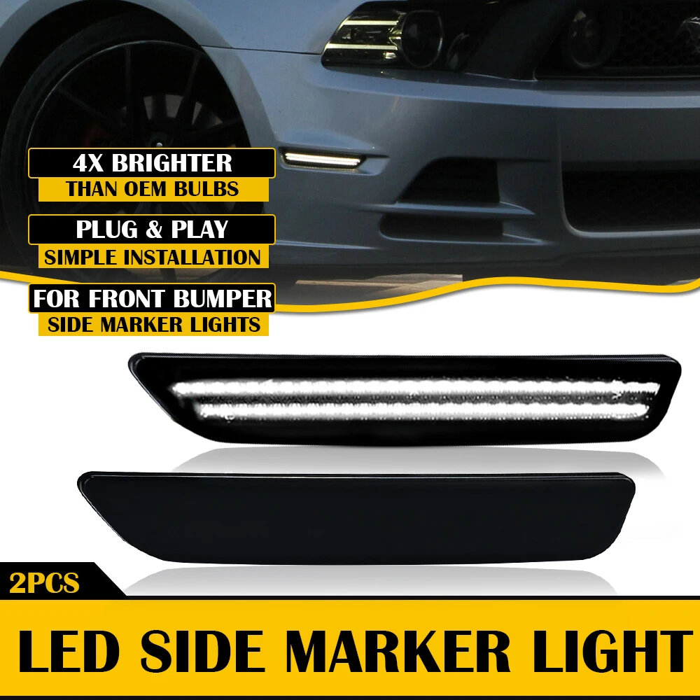 

2x Car Front Rear Bumper LED Side Marker Light White Red For Ford Mustang Base GT Shelby GT500 Boss 302 2010 2011 2012 2013 2014