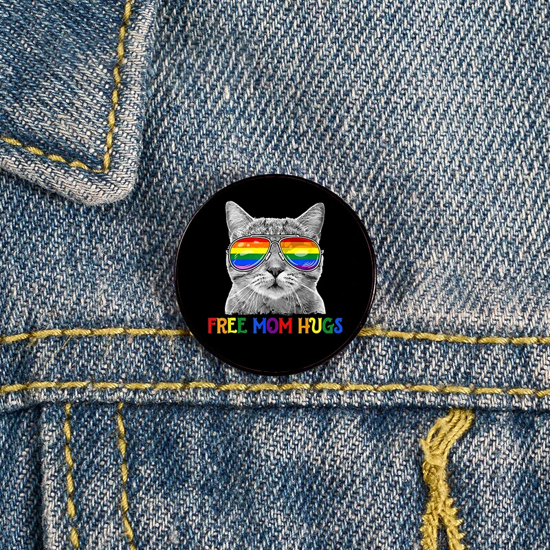 Free Mom Hugs Purride гордый Элли Кот Радужный Флаг ЛГБТ гордость булавка рубашка лацкан учитель Сумка рюкзак значок подарок булавки