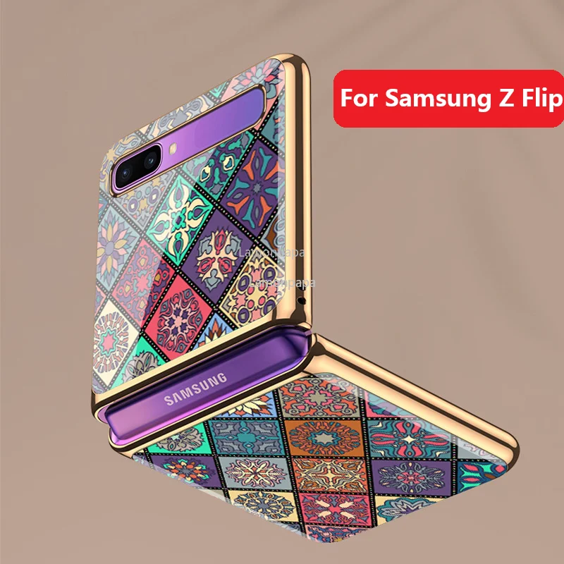 Luxury Tempered Glass Case for Samsung Z Flip 3 Retro Folk-custom 4 Cover Shockproof Shell 5 |