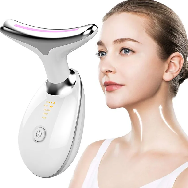 Neck Beauty Device Facial Beauty Device 3 Colors LED Photon Therapy Skin Firming Lift Double Chin Anti-Wrinkle Skin Care Tool