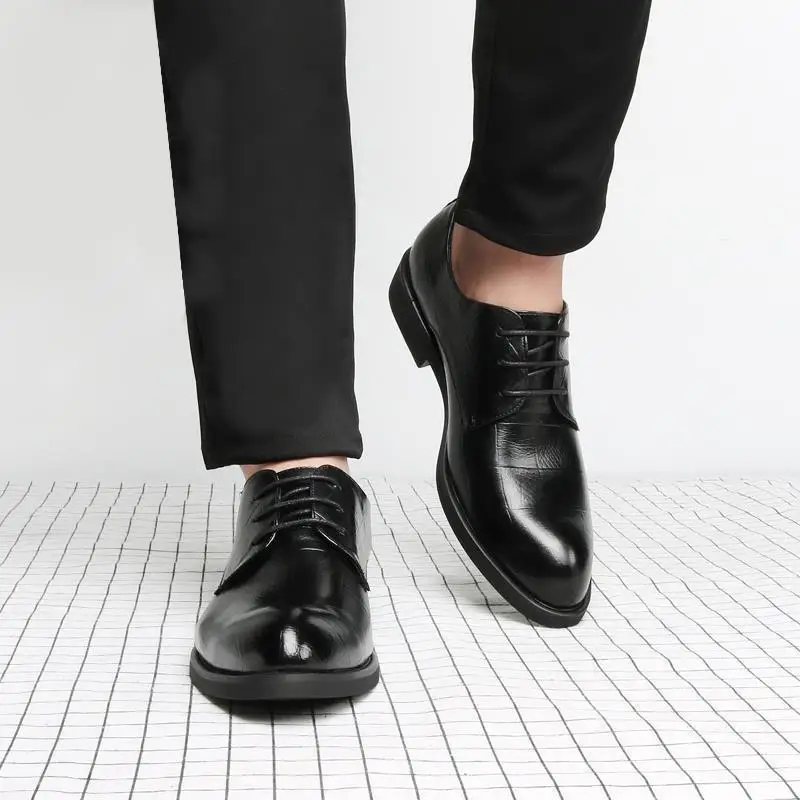 

Formal Leather Shoes Casual Shoes Leather Shoes Low-top Open-toe Lace-up Fashion British Youth Men Spring Leather Shoes 2022 New