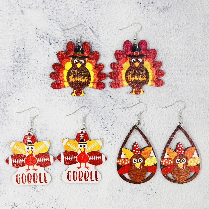 

New Thanksgiving Turkey Earrings Personalized Creative Jewelry Novelty Turkey Acrylic Türkiye Earrings Suitable for Women's Gift
