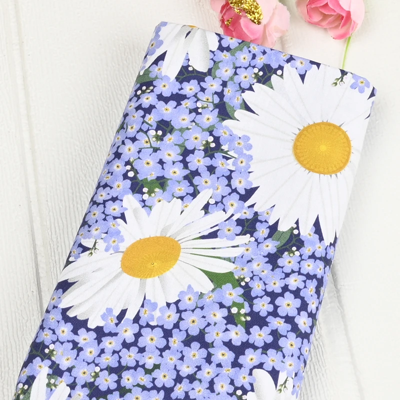 Half Yard 100% Cotton Fabric With Pastoral Wind Little Flower Print Handmade DIY Bag Garment Dress Sewing Cloth CR-1507