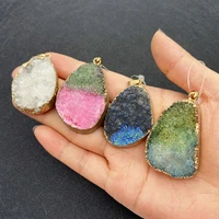 natural stone 29 47mm drop shaped metal edging pendant reiki jewelry for men and women diy crystal necklace earrings accessories