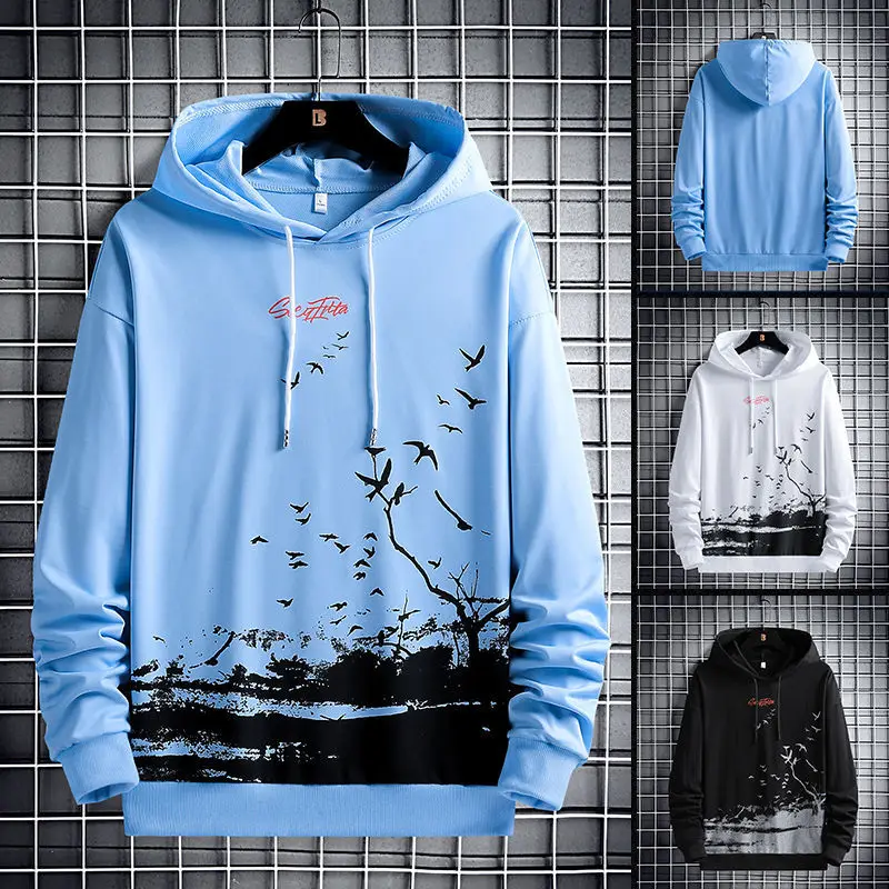 

Толстовка мужская с принтом, корейский стиль, Повседневная Уличная одежда, худи в стиле Харадзюку, чернила, весна-осень