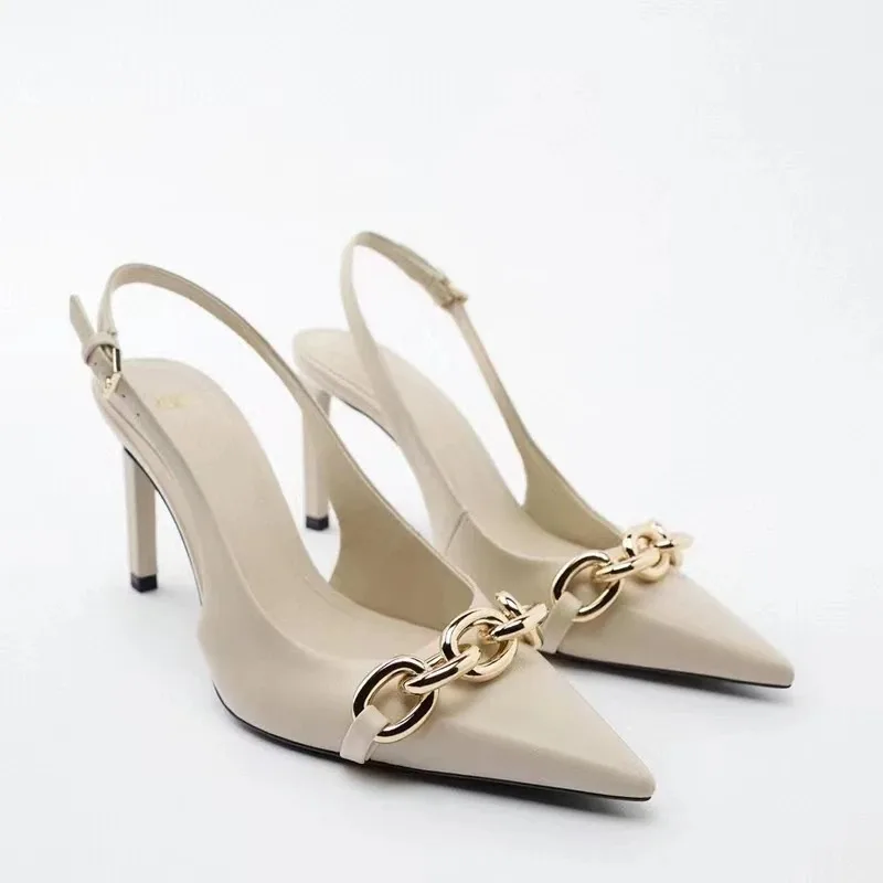 Сандалии женские на шпильке роскошные дизайнерские туфли с металлической