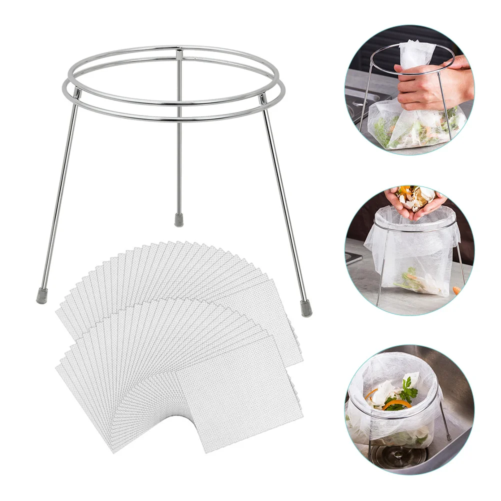 

Bag Strainer Filter Sinkstraining Mesh Waste Pouch Standrack Shelf Kitchen Tripod Professional Net Catcher Bags Fine Stainless