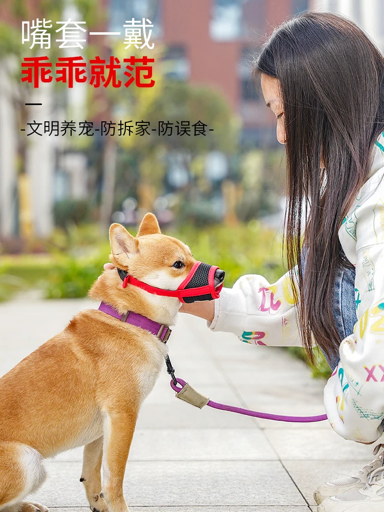 

Dog anti bite mouth cover pet outdoor anti disorderly eating and anti barking golden hair mask small and large dog pet supplies