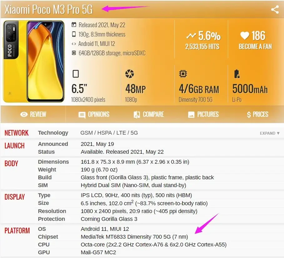 Для Xiaomi Poco M3 Pro 5G ЖК-дисплей с дигитайзером сенсорного экрана Замена для M2010J19CG