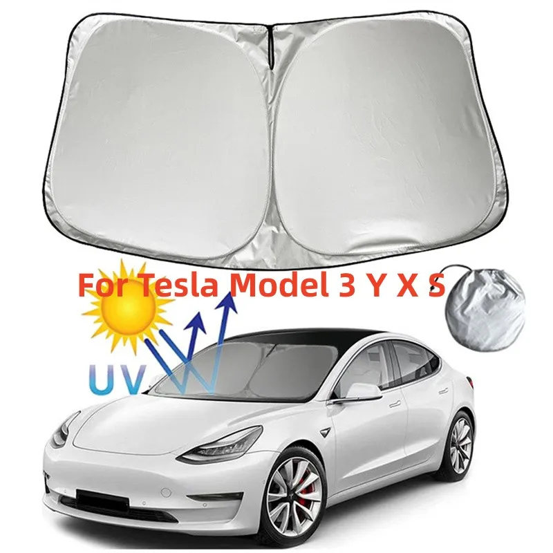 

Car Windshield Sun Shade Covers For Tesla Model 3 Y X S Car Front Window Sunscreen Visor Blocks UV Rays Protection Parasol Coche