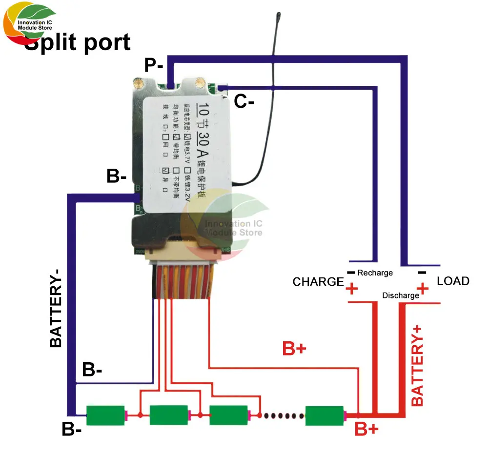 10S 36V 30A Защитная плата Li-Ion Cell 18650 Защита аккумулятора BMS PCB плата с балансировкой для инвертора электрического автомобиля