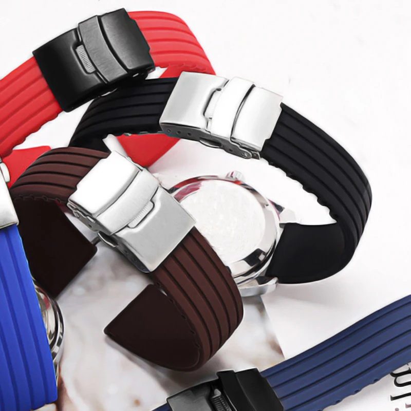 

20mm 22mm Quick Release Silicone Watch Bands For Samsung Active 43mm 47mm for Fossil Watch Strap 18mm 24mm Rubber Sport Bands