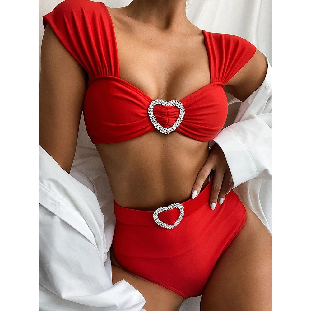 

Black Heart Bikinis Women Halter Swimsuit Sexy Bikini Set High Waist Swimsuit Summer Bather Beach Bathing Suit Maillot De Bain