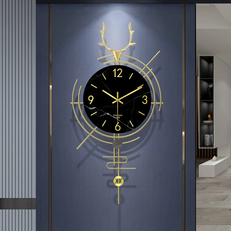 

Golden Aesthetic Watch Wall Room Nordic Design Digital Big Size Watch Wall Luxury Pendulum Wohnzimmer Deko Wall Decor